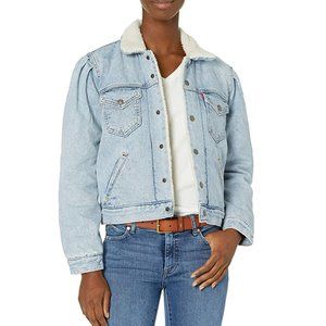 NWT Levi's Original Utility Sherpa Trucker Denim Jean Jacket Coat Blue Size XL